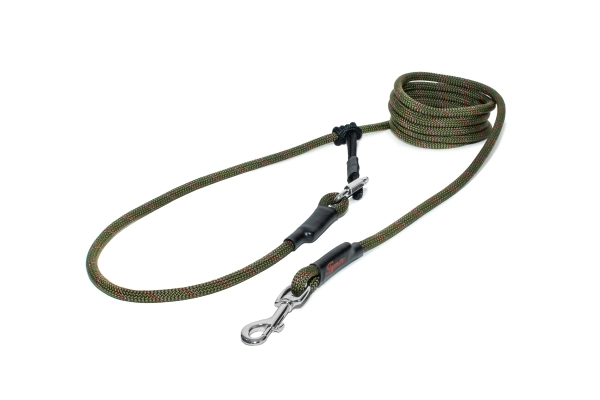 EASYLONG Hundeleine - M - 3m - olive mit rot und lila Linien